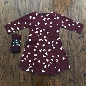 NWT Molo Maroon Popcorn Dress + Tights